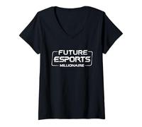 Femme Cadeaux eSports amusants pour les joueurs Future eSports Millionaire T-Shirt avec Col en V