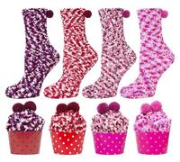 Femme Cadeaux Hiver Chaussette Chaud Cupcake Mignon Chaussettes Moelleuses Cadeaux de Noël chaussettes La Saint Valentin Fête des mères Cadeaux d'anniversaire Chaussette De nombreuses couleurs