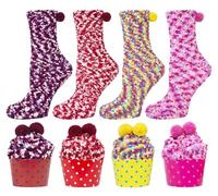 Femme Cadeaux Hiver Chaussette Chaud Cupcake Mignon Chaussettes Moelleuses Cadeaux de Noël chaussettes La Saint Valentin Fête des mères Cadeaux d'anniversaire Chaussette De nombreuses couleurs