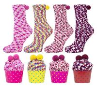 Femme Cadeaux Hiver Chaussette Chaud Cupcake Mignon Chaussettes Moelleuses Cadeaux de Noël chaussettes La Saint Valentin Fête des mères Cadeaux d'anniversaire Chaussette De nombreuses couleurs