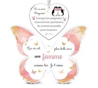 Femme Cadeaux Mon Amour 2Pièces Ensemble Plaque Acrylique Papillon Cœur Ornement Suspendu Anniversaire Mon Amour Apprécier Saint-Valentin Anniversaire De Mariage Noël Âme Sœur Souvenir Retraité
