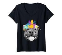 Femme Cadeaux pour Les Mamans amoureuses des Chiens, avec Un T-Shirt avec Col en V