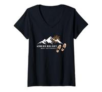Femme Cadeaux pour Les randonneurs et Les alpinistes - When The Mountain Calls T-Shirt avec Col en V