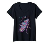 Femme Cafard Insecte Amoureux Entomologie Bug Lover Roach T-Shirt avec Col en V