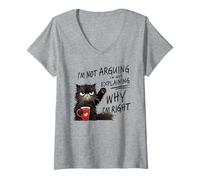Femme Café Amusant en colère de Chat, Je ne suis Pas arguant, Je suis Juste expliquant T-Shirt avec Col en V
