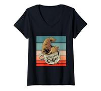Femme Café drôle, Grande Vague de café J'aime Le café Coffee Love T-Shirt avec Col en V