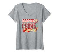 Femme café et émissions policières, Vrai Meurtre, mystère, flics criminels T-Shirt avec Col en V