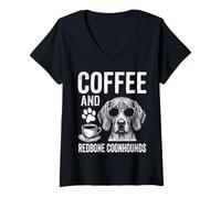 Femme Café et Redbone Coonhounds Funny Redbone Coonhound T-Shirt avec Col en V
