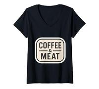 Femme Café et Viande Carnivore paléo régime cétogène Faible en Glucides T-Shirt avec Col en V