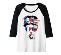 Femme Café Franco-américain Cool, Maman, Fille, Tante Maman, a Besoin de café Manche Raglan