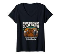 Femme Café infusé à Froid River Crossing T-Shirt avec Col en V