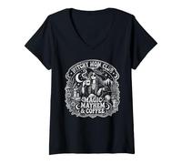 Femme Café Magic Mayhem Witchy Gothic Mom T-Shirt avec Col en V