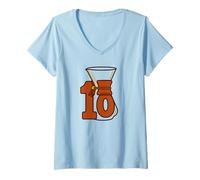 Femme Café Manuel pour 10 Ans, Style rétro Chemex T-Shirt avec Col en V