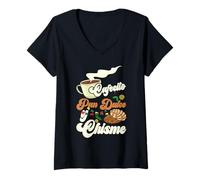 Femme Cafecito Pan-Dulce y Chisme Drôle Latina Hispanique Mexicain T-Shirt avec Col en V