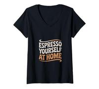 Femme Cafetière à la maison Espresso Yourself At Home T-Shirt avec Col en V