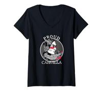 Femme Cahuilla American Indian Tribe Warrior Girl Plumes rétro T-Shirt avec Col en V