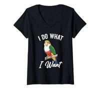 Femme Caïque à Ventre Blanc Do I Want White Caique à Ventre Blanc T-Shirt avec Col en V