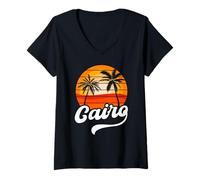 Femme Caire Égypte Plage Coucher de Soleil Vacances égyptiennes T-Shirt avec Col en V