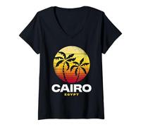 Femme Caire Egypte Plage Design Vacances Capitale égyptienne T-Shirt avec Col en V