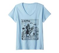 Femme Caire Egypte Pyramide Mystère Conspiration Humour T-Shirt avec Col en V
