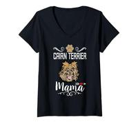 Femme Cairn Terrier Mama Dog Lover Puppy Dog Mom Mothers Day T-Shirt avec Col en V