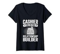 Femme Caissier Le Constructeur de Relations commerciales T-Shirt avec Col en V