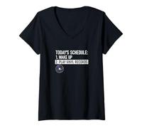 Femme Calendrier d'aujourd'hui Play Vinyl Records T-Shirt avec Col en V