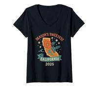 Femme California Holiday Shirt Season's Sweetest Flowers 2025 T-Shirt avec Col en V