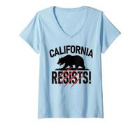 Femme California Resists | Bear Protest - Politique T-Shirt avec Col en V