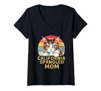 Femme California Spangled Cat Mom T-Shirt avec Col en V