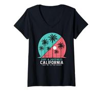 Femme California Summer Vibes, Sunset Wave, Take me to The Beach T-Shirt avec Col en V