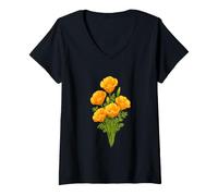 Femme California Sunshine Blooms T-Shirt avec Col en V