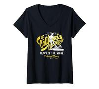 Femme California Westfield Respect The Wave Surf 1987 T-Shirt avec Col en V