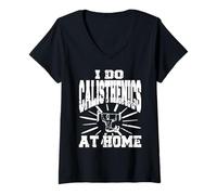 Femme Calisthénics Chez Soi Routine De Force T-Shirt avec Col en V