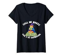 Femme Call Me Magic Cuz I Be Gathering Cat Money Propriétaire d'entreprise T-Shirt avec Col en V