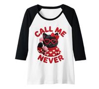Femme Call Me Never Lunettes de Saint-Valentin en Forme de cœur Motif Chat Noir Manche Raglan