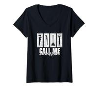 Femme Call Me When It Leaks Funny Plumber Plumbing Humor Repair T-Shirt avec Col en V