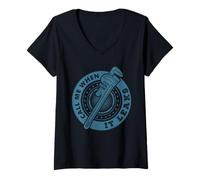 Femme Call Me When It Leaks Funny Plumber Plumbing Humor Repair T-Shirt avec Col en V