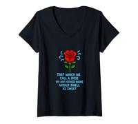 Femme Call Rose Romeo Juliette Love Tragedy Shakespeare Citation Meme T-Shirt avec Col en V
