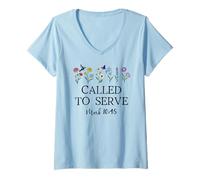 Femme Called to Serve God Quote Christian Bible Verse Mark 10:45 T-Shirt avec Col en V