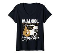 Femme Calme Cool Capricorne T-Shirt avec Col en V