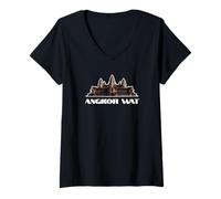 Femme Cambodge Angkor VAT T-Shirt avec Col en V