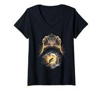 Femme Caméléon Hurlant à la Lune Fantasy Art Forest Graphic T-Shirt avec Col en V