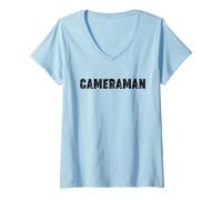 Femme CAMÉRAMAN T-Shirt avec Col en V