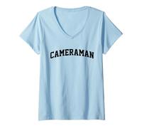 Femme CAMÉRAMAN T-Shirt avec Col en V