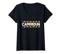 Femme Camerounais Drapeau Cameroun T-Shirt avec Col en V