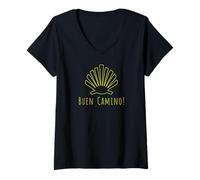 Femme Camino de Santiago Chemin de pèlerinage de Saint-Jacques T-Shirt avec Col en V