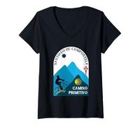 Femme Camino Primitivo Vélo Homme Saint-Jacques-de-Compostelle 2026 T-Shirt avec Col en V