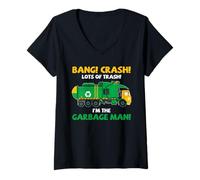 Femme Camion à ordures Amusant Garbage Man Trash Route Citation Art T-Shirt avec Col en V