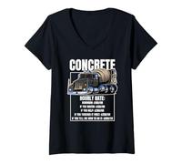 Femme Camion de Ciment Amusant à taux horaire pour béton T-Shirt avec Col en V